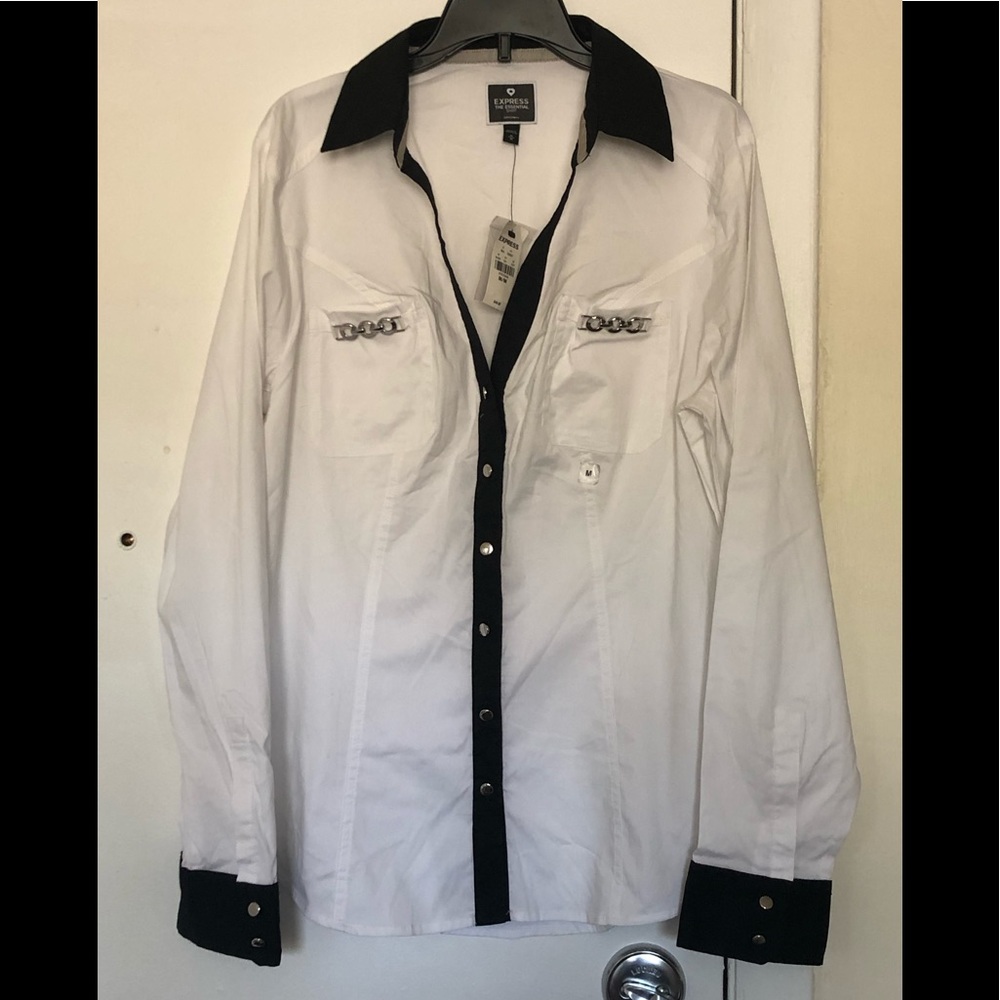 White Express Blouse size M NWT